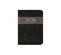 2026 Pocket A7 Diary Week to View - Black Lace Style Textured Planner - Lightweight Compact Portable Organiser Notebook - Student Organiser Travel Diary