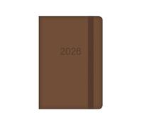 2026 Pocket A7 Diary Week To View - Brown Soft Faux Leather Cover Elastic Closure - 2026 Year Planner Business Lightweight Compact Travel Organiser