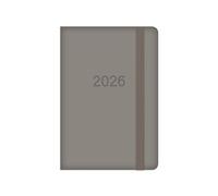 2026 Pocket A7 Diary Week To View - Grey Soft Faux Leather Cover Elastic Closure - 2026 Year Planner Business Lightweight Compact Travel Organiser