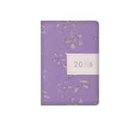 2026 Pocket A7 Diary Week to View - Purple Faux Leather Glitter Flower Embossed Planner - Lightweight Compact Portable Organiser Notebook - Home Office Student Organiser Travel Diary