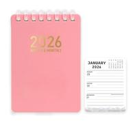 2026 Pocket Diary A7, Pink 2026 Daily Small Planner, Thin Lightweight Design, Premium Paper Quality, Coil Notebook, Appointment Book for Versatile Use in Everyday Planning, Personal Organiser