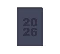 2026 Pocket Diary Week to View - Navy Blue Embossed Padded Soft Faux Leather Planner Minimalist Design - Casebound Notebook Business & Student Organiser