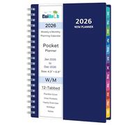 2026 Pocket Planner, Flexible Cover, A6, Blue