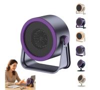 2026 Portable Desk Heater, Compact PTC Ceramic Personal Heater with 90° Adjustable Angle, Quiet Small Electric Heater for Home & Office Use (dark purple,A)