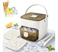 2026 Portable Ice Maker for Freezer with Ice Bin Fast, 48 Cube Ice Maker with Easy Press Lid, Compact Countertop Design and Storage Drawer, One-Touch Operation for Home, Office, Household (White)