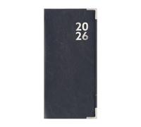 2026 Premium Faux Leather Soft Cover Slim Pocket Diary Week to View Home Office Planner for Home, School, & Office (Navy blue)
