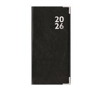 2026 Premium Faux Leather Soft Cover Slim Pocket Diary Week to View Home Office Planner for Home, School, & Office (Black)