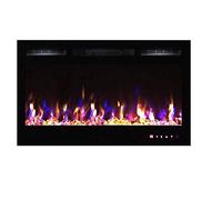 2026 PREMIUM PRODUCT TruFlame 36inch Black Wall Mounted Electric Fire with 3 colour Flames and can be inserted (Pebbles, Logs and Crystals)