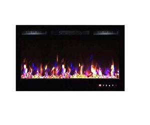 2026 PREMIUM PRODUCT TruFlame 36inch Black Wall Mounted Electric Fire with 3 colour Flames and can be inserted (Pebbles, Logs and Crystals)