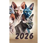 2026 printed premium colour, glossy hard cover weekly planner , pages with Sphynx cats: Aesthetic A5 calendar January - December 2026 Sphinx Cats