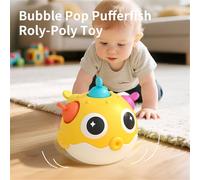 2026 Pufferfish Head Baby Soothing Entertainment Which Provides A Gentle And Comfortable Movement That Can Help Soothe And Entertain Your Little One. (Yellow, 13x12x10cm)