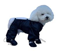 2026 Puppy Winter Boots for Outdoor Walks, Waterproof Puppy Snowsuit with Integrated Non-Slip Boots, Adjustable Braces, Completely Rainproof for Small, Medium (Black,