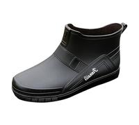 2026 PVC Water Shoes Men's Dining Car Washing Low Top Slip Work Shoes Kitchen (Black, 6)