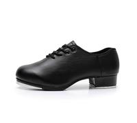 2026 Quilted Lace-Up PU Split Sole Dance Shoes for Men and Women, black, 7 UK