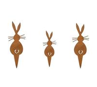 2026 Rabbit Garden Wooden Stack Metal Yard Decoration Animal Garden Rabbit Insert Decorative Garden Element 3 Pieces (Gold, 20 cm)