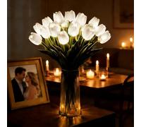 2026 Radiant Romantic Tulip Light with Vase, LED Tulips Night Lamp, LED Artificial Flowers Ambient Night Lamp,for Home Decor and Wedding Anniversary,Mother's Day (10*White Flowers,Without Vase)