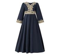 2026 Ramadan Costume Elegant Girls' Abaya Dress for Festive Occasions, e.g. for Baptism or as Evening Attire, navy, 11-12 Years
