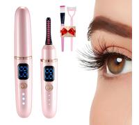 2026 Rechargeable Heated Eyelash Curler, USB 3 Temperature Modes Fast Heat Up Lash Curler Within 5s Accurate Temperature Control 24 Hours Long Lasting with Led Display for Women Girls (Pink)