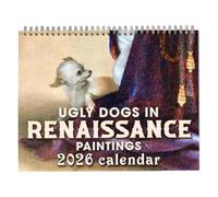 2026 Renaissance Ugly Dogs Wall Calendar - 12 Month Funny Medieval Dog Art,Ugly Medieval Animals 2026 Wall Calendar for Home Office Decor & Unique Gift for Dog Lovers