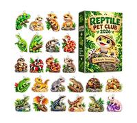 2026 Reptile Calendar Christmas Advent 2D Acrylic 24-Day Countdown | Reptile Pet Club Advent Countdown for Animal Lovers Kids Adults Home Living Room Tree Wall Window Mantel Holiday