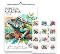 2026 Reptiles Wall Calendar, A4 Size 21 x 29.7 cm, Monthly Format with UK & US Holidays, Lizards and Reptile Artwork, Lizard Calendar, Reptiles 2026, Geckos Gifts, Chameleons, Snakes, Turtles