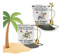 2026 Retirement Enamel Mug - Every Sip Tastes Like It's Not My Problem Anymore, 12 Oz Happy Coffee Mug, Retirement Woman (C 2PCS)