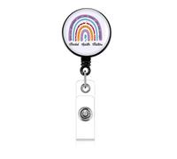 2026 Retractable Rainbow Name Plate Holder with Elastic for Nurses Office Workers Practical Mounting Clip (One Size)