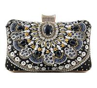 2026 Retro Rhinestones Clutch Purses for Women Vintage Gem Evening Bags Diamond Handbag for Wedding, Black