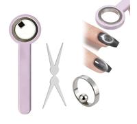 2026 Ring Shaped Cat Eye Magnet For Nails With Handle, Strong 2-in-1 Nail Magnet Tool, Portable Circular Magnet For DIY Salon Nail Art, Beginners & Nail Artists(Purple)