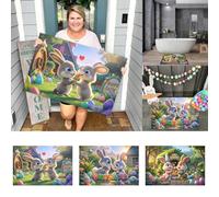 2026 Rug Soft Velvet Rug with Easter Bunny Pattern, Festive Atmosphere, Sweet Decoration, One for a Warm, 40 x 60 cm, B12 (A, 40 x 60 cm)