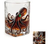 2026 Rum Edition 3D Octopus Glass, Deep Sea Decor Glasses, Nautical Art Collector Display for Premium Display for Wine, Liquor, Soda Glassware, Sea Legend Pirate-Bar Whiskey Wine Glass Gift (1pc)