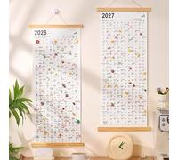 2026 Rustic Style Retro Calendar Planner Wall Desk Kraft Paper Monthly January 2026 -December 2027 With Vintage Wood Frame,Xmas Hanging Monthly Wall Calendar, Perfect for Home or Office (White)