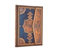 2026 Safavid Indigo (Safavid Binding Art) Midi 12-month Horizontal Hardcover Flexi Dayplanner 2026 (Wrap Closure)