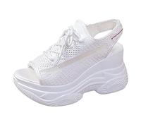 2026 Sandals for Women Hollow Out Sport Lace Up Front (White, 5) Summer