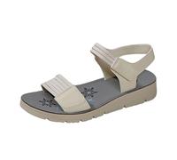 2026 Sandals For Women Stylish Women's Casual Everyday Wear Open Toe Fabric Design With Closure Perfect Summer Outings Pairs Well Jeans (Beige, 4.5)