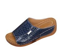 2026 Sandals for Women Women's Slip On Platform Open Toe Casual Comfortable Shoes Spring Summer Fall Seasons (Navy, 6.5)