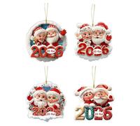 2026 Santa Flat Acrylic Hanging Ornament Shatterproof Car Backpack Decoration for Christmas Party Home Stylish Acrylic Holiday Hanging Decoration