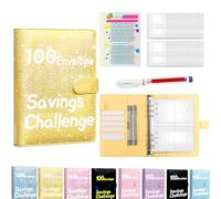 2026 Savings Challenge Book, 100 Envelope Saving Challenge Book with 25 Reusable Transparent Cash Envelopes (A03)