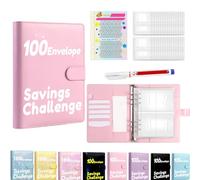 2026 Savings Challenge Book, 100 Envelope Saving Challenge Book with 25 Reusable Transparent Cash Envelopes (A04)