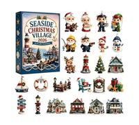 2026 Seaside Christmas Advent Calendars, 24-Day Ornament Countdown | Lightweight Flat Pieces, Nautical Beach Themes, Built-In String for Hanging on Mantel, Shelf, Tree, Entryway and Party Scenes