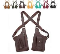 2026 Sentinel Bag for Men Women, Classic Shoulder Satchel for Travel, Anti-Theft Double Shoulder Bag, Adjustable PU Leather Underarm Tactical Bag, Ideal for Hiking & Camping (Brown)