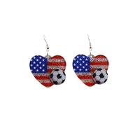 2026 Shiny Acrylic Canada-US-Mexico World Cup Soccer Earrings Game Day Country Flag Earring Patriotic Cheer Gift, S, Zinc, No Gemstone