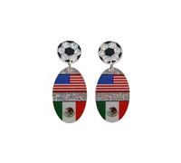 2026 Shiny Acrylic Canada-US-Mexico World Cup Soccer Earrings Game Day Country Flag Earring Patriotic Cheer Gift, S, Zinc, No Gemstone