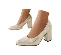 2026 Shoes Women's Elegant Tapered Block Heel Slip On Shoes with Comfortable Low Heels, Light yellow, 7 UK