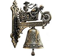 2026 Skull Dragon Rider Bell Wall Decor, Gothic Dragon Wall Bell with 3D Skeleton Rider Sculpture with This Is My Happy Place - Don't F It Up Sign, for Man Cave Gaming (02)