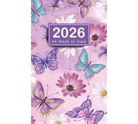 2026 slim diary: Pocket Planner Week to View A6, 12 Months Planner from January 2026 to December 2026, Butterfly Cover