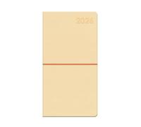 2026 Slim Diary Week To View - Light Cream Faux Leather Soft Cover Weekly Planner - Pocket Wallet Size Organiser School Work Gifting
