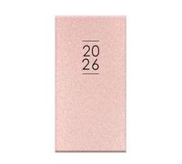 2026 Slim Glitter Week To View Diary - Pink Hardback Weekly Pocket Planner - Sparkly Wallet Size Organiser School Work Gifting