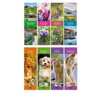 2026 Slim Long Calendar Planner Spiral Top Kittens Cats Wildlife Flowers Garden (Puppies)