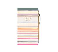 2026 Slim Pocket Diary Week to View & Pen - Brushstroke Rainbow Stripe Wallet Size Hardcover Planner - Lightweight Compact Portable Organiser Notebook - Student Travel Diary Gift